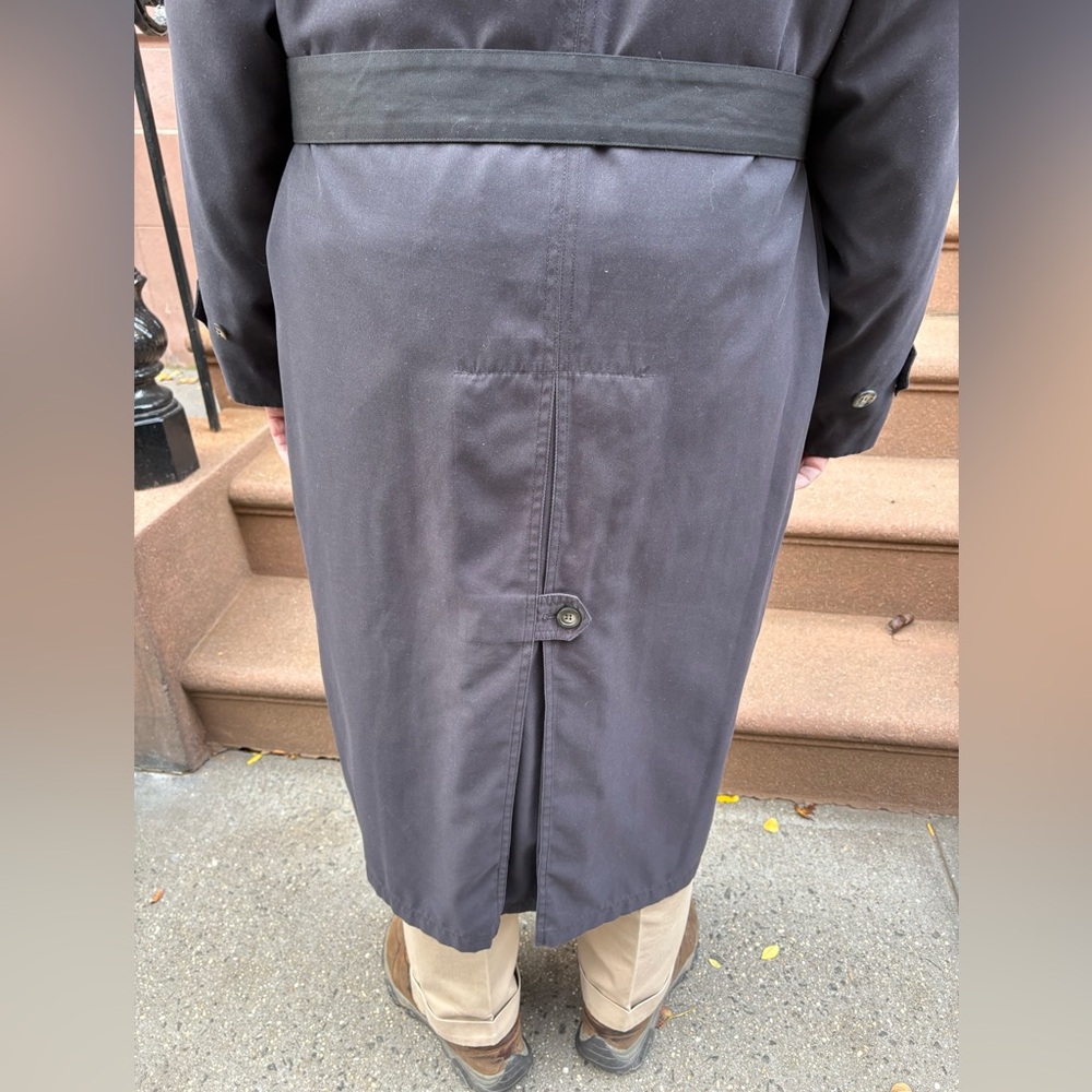 Bloomingdale’s for Men Vintage Black Trench Coat Zip-out Wool Lining 42S - Picture 10 of 15